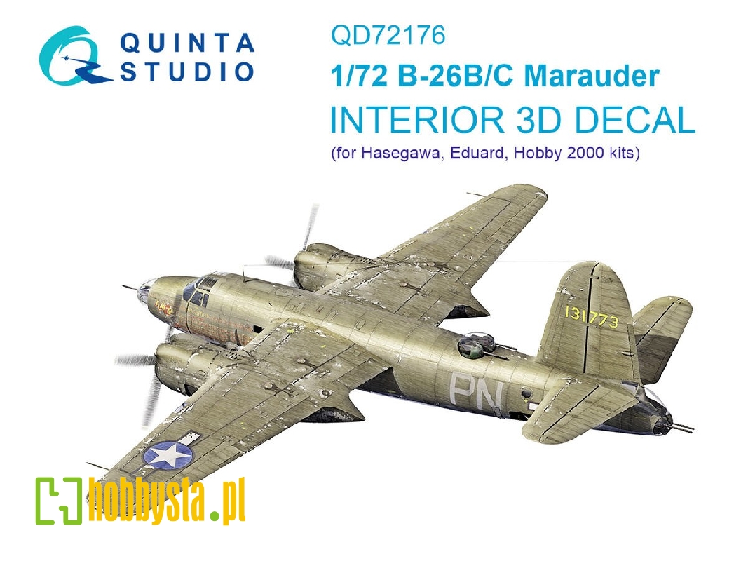 B-26 B Marauder - 3d-printed & Coloured Interior On Decal Paper (For Hasegawa / Eduard And Hobby2000 Kits) - image 1 B-26 B Marauder - 3d-printed & Coloured Interior On Decal Paper (For Hasegawa / Eduard And Hobby2000 Kits) - image 1
