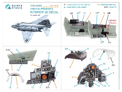 F-4 J Phantom Ii  - 3d-printed & Coloured Interior With 3d-printed Resin Parts (For Academy Kits / Small Version) - image 2