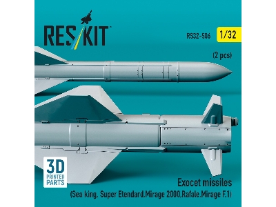 Exocet Missiles (2pcs) (Sea King, Super Etendard, Mirage 2000, Rafale, Mirage F.1) (3d Printed) - image 3