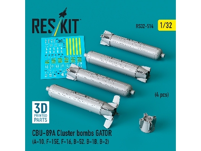 Cbu-89a Cluster Bombs Gator (4pcs) (A-10, F-15e, F-16, B-52, B-1b, B-2) (3d Printed) - image 2
