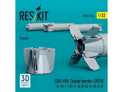 Cbu-89a Cluster Bombs Gator (4pcs) (A-10, F-15e, F-16, B-52, B-1b, B-2) (3d Printed) - image 3