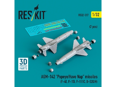 Agm-142 'popeye/Have Nap' Missiles (2pcs) (F-4e, F-15i, F-111c, B-52g/H) (3d Printed) - image 1