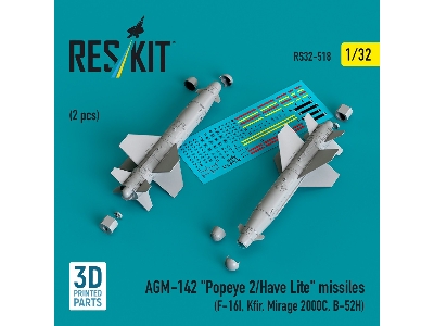 Agm-142 'popeye 2/Have Lite' Missiles (2pcs) (F-16i, Kfir, Mirage 2000c, B-52h) (3d Printed) - image 1