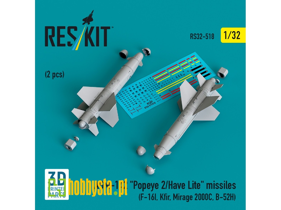 Agm-142 'popeye 2/Have Lite' Missiles (2pcs) (F-16i, Kfir, Mirage 2000c, B-52h) (3d Printed) - image 1 Agm-142 'popeye 2/Have Lite' Missiles (2pcs) (F-16i, Kfir, Mirage 2000c, B-52h) (3d Printed) - image 1