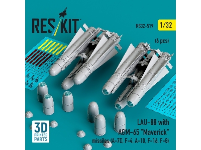 Lau-88 With (2pcs) Agm-65 'maverick' Missiles (6pcs) (A-7d, F-4, A-10, F-16) (3d Printed) - image 1