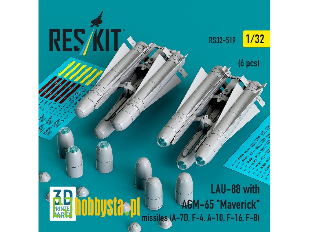 Lau-88 With (2pcs) Agm-65 'maverick' Missiles (6pcs) (A-7d, F-4, A-10, F-16) (3d Printed) - image 1 Lau-88 With (2pcs) Agm-65 'maverick' Missiles (6pcs) (A-7d, F-4, A-10, F-16) (3d Printed) - image 1
