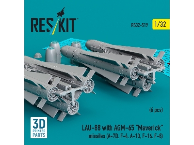 Lau-88 With (2pcs) Agm-65 'maverick' Missiles (6pcs) (A-7d, F-4, A-10, F-16) (3d Printed) - image 2