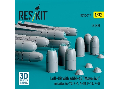 Lau-88 With (2pcs) Agm-65 'maverick' Missiles (6pcs) (A-7d, F-4, A-10, F-16) (3d Printed) - image 3