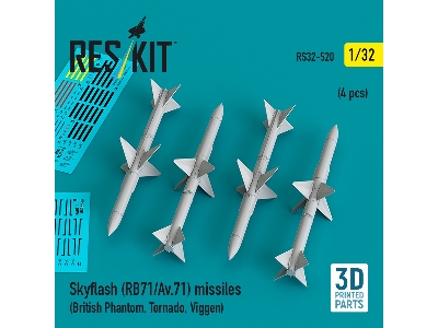 Skyflash (Rb71/Av.71) Missiles (4pcs) (British Phantom, Tornado, Viggen) (3d Printed) - image 1