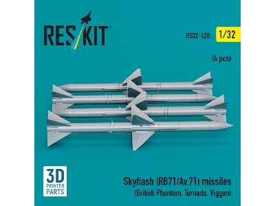 Skyflash (Rb71/Av.71) Missiles (4pcs) (British Phantom, Tornado, Viggen) (3d Printed) - image 2