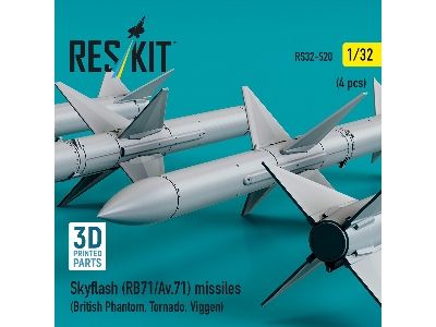 Skyflash (Rb71/Av.71) Missiles (4pcs) (British Phantom, Tornado, Viggen) (3d Printed) - image 3