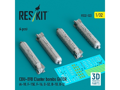 Cbu-89b Cluster Bombs Gator (4pcs) (A-10, F-15e, F-16, B-52, B-1b, B-2) (3d Printed) - image 2