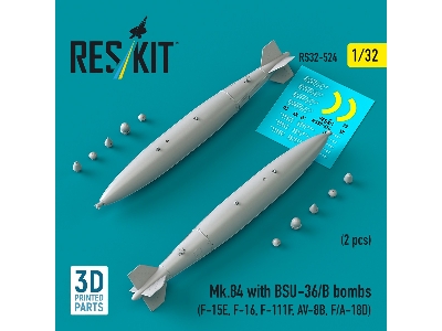 Mk.84 With Bsu-36/B Bombs (2pcs) (F-15e, F-16, F-111f, Av-8b, F/A-18d) (3d Printed) - image 1