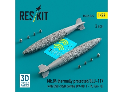 Mk.84 Thermally Protected/Blu-117 With Bsu-36/B Bombs (2pcs) (Av-8b, F-14, F/A-18) (3d Printed) - image 2