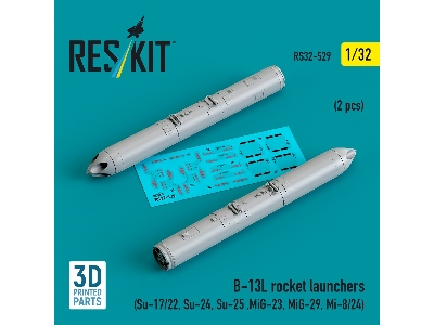 B-13l Rocket Launchers (2pcs) (Su-17/22, Su-24, Su-25 ,mig-23, Mig-29, Mi-8/24) (3d Printed) - image 1