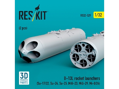 B-13l Rocket Launchers (2pcs) (Su-17/22, Su-24, Su-25 ,mig-23, Mig-29, Mi-8/24) (3d Printed) - image 2