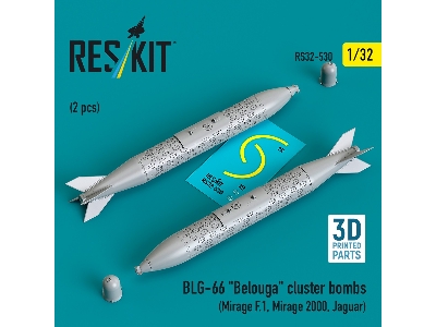 Blg-66 'belouga' Cluster Bombs (2pcs) (Mirage F.1, Mirage 2000, Jaguar) (3d Printed) - image 1