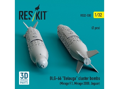 Blg-66 'belouga' Cluster Bombs (2pcs) (Mirage F.1, Mirage 2000, Jaguar) (3d Printed) - image 2