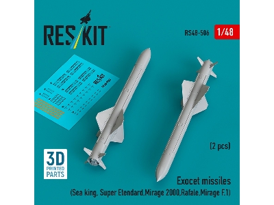 Exocet Missiles (2pcs) (Sea King, Super Etendard, Mirage 2000, Rafale, Mirage F.1) (3d Printed) - image 2