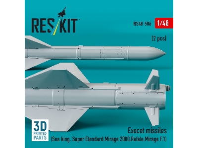 Exocet Missiles (2pcs) (Sea King, Super Etendard, Mirage 2000, Rafale, Mirage F.1) (3d Printed) - image 3