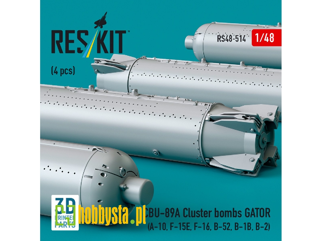 Cbu-89a Cluster Bombs Gator (4pcs) (A-10, F-15e, F-16, B-52, B-1b, B-2) (3d Printed) - image 1 Cbu-89a Cluster Bombs Gator (4pcs) (A-10, F-15e, F-16, B-52, B-1b, B-2) (3d Printed) - image 1