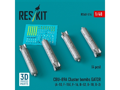 Cbu-89a Cluster Bombs Gator (4pcs) (A-10, F-15e, F-16, B-52, B-1b, B-2) (3d Printed) - image 2
