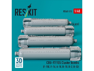 Cbu-97/105 Cluster Bombs (4pcs) (F-15e, F-16, A-10, B-1b, B-2, B-52) (3d Printed) - image 1