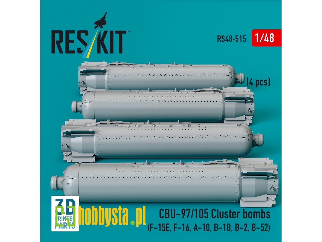 Cbu-97/105 Cluster Bombs (4pcs) (F-15e, F-16, A-10, B-1b, B-2, B-52) (3d Printed) - image 1 Cbu-97/105 Cluster Bombs (4pcs) (F-15e, F-16, A-10, B-1b, B-2, B-52) (3d Printed) - image 1