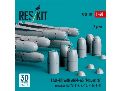 Lau-88 With (2pcs) Agm-65 'maverick' Missiles (6pcs) (A-7d, F-4, A-10, F-16) (3d Printed) - image 2