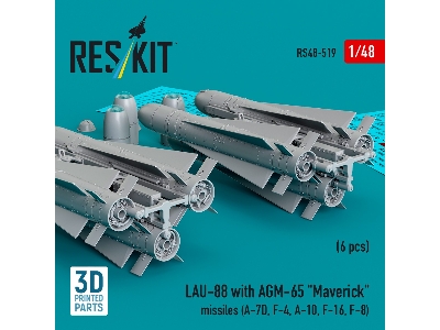 Lau-88 With (2pcs) Agm-65 'maverick' Missiles (6pcs) (A-7d, F-4, A-10, F-16) (3d Printed) - image 3