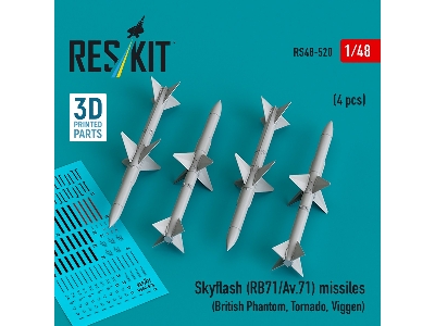 Skyflash (Rb71/Av.71) Missiles (4pcs) (British Phantom, Tornado, Viggen) (3d Printed) - image 1