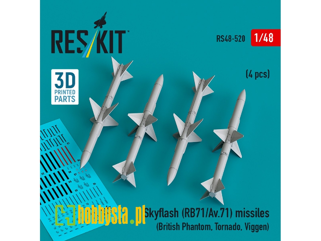 Skyflash (Rb71/Av.71) Missiles (4pcs) (British Phantom, Tornado, Viggen) (3d Printed) - image 1 Skyflash (Rb71/Av.71) Missiles (4pcs) (British Phantom, Tornado, Viggen) (3d Printed) - image 1