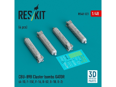 Cbu-89b Cluster Bombs Gator (4pcs) (A-10, F-15e, F-16, B-52, B-1b, B-2) (3d Printed) - image 1