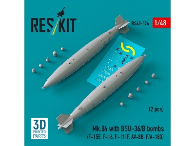 Mk.84 With Bsu-36/B Bombs (2pcs) (F-15e, F-16, F-111f, Av-8b, F/A-18d) (3d Printed) - image 2