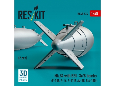 Mk.84 With Bsu-36/B Bombs (2pcs) (F-15e, F-16, F-111f, Av-8b, F/A-18d) (3d Printed) - image 3