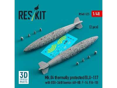 Mk.84 Thermally Protected/Blu-117 With Bsu-36/B Bombs (2pcs) (Av-8b, F-14, F/A-18) (3d Printed) - image 2
