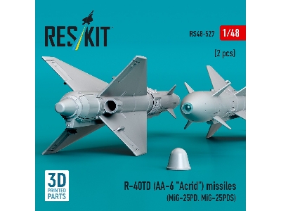 R-40td (Aa-6 'acrid') Missiles (2pcs) (Mig-25pd, Mig-25pds) (3d Printed) - image 1