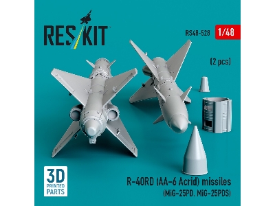 R-40rd (Aa-6 'acrid') Missiles (2pcs) (Mig-25pd, Mig-25pds) (3d Printed) - image 1