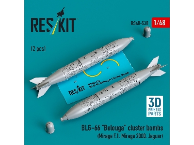 Blg-66 'belouga' Cluster Bombs (2pcs) (Mirage F.1, Mirage 2000, Jaguar) (3d Printed) - image 1