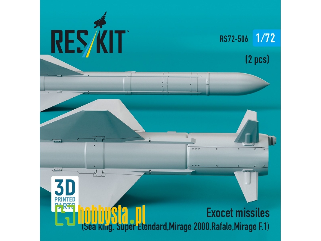 Exocet Missiles (2pcs) (Sea King, Super Etendard, Mirage 2000, Rafale, Mirage F.1) (3d Printed) - image 1 Exocet Missiles (2pcs) (Sea King, Super Etendard, Mirage 2000, Rafale, Mirage F.1) (3d Printed) - image 1