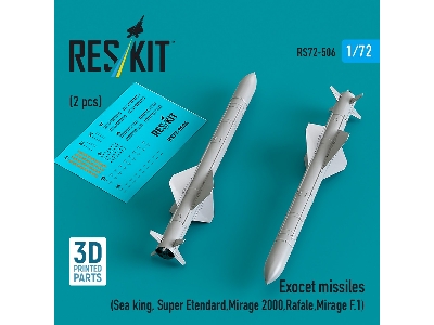 Exocet Missiles (2pcs) (Sea King, Super Etendard, Mirage 2000, Rafale, Mirage F.1) (3d Printed) - image 2