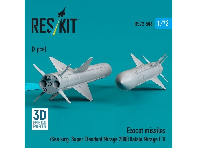 Exocet Missiles (2pcs) (Sea King, Super Etendard, Mirage 2000, Rafale, Mirage F.1) (3d Printed) - image 3