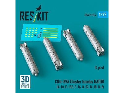 Cbu-89a Cluster Bombs Gator (4pcs) (A-10, F-15e, F-16, B-52, B-1b, B-2) (3d Printed) - image 2