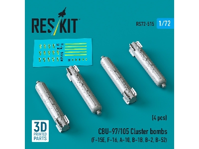 Cbu-97/105 Cluster Bombs (4pcs) (F-15e, F-16, A-10, B-1b, B-2, B-52) (3d Printed) - image 1