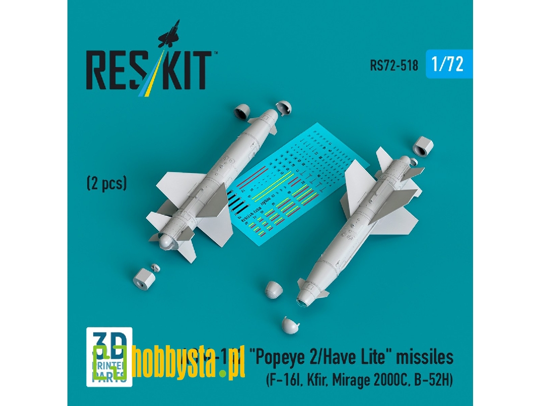 Agm-142 'popeye 2/Have Lite' Missiles (2pcs) (F-16i, Kfir, Mirage 2000c, B-52h) (3d Printed) - image 1 Agm-142 'popeye 2/Have Lite' Missiles (2pcs) (F-16i, Kfir, Mirage 2000c, B-52h) (3d Printed) - image 1
