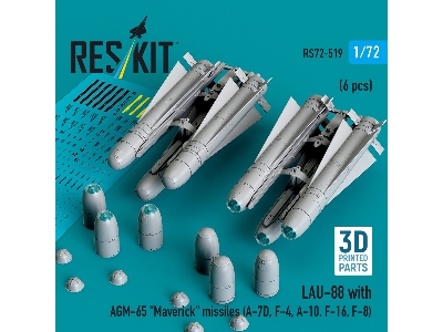 Lau-88 With (2pcs) Agm-65 'maverick' Missiles (6pcs) (A-7d, F-4, A-10, F-16) (3d Printed) - image 1