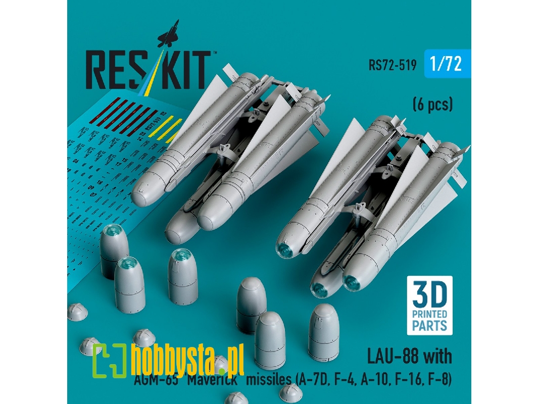 Lau-88 With (2pcs) Agm-65 'maverick' Missiles (6pcs) (A-7d, F-4, A-10, F-16) (3d Printed) - image 1 Lau-88 With (2pcs) Agm-65 'maverick' Missiles (6pcs) (A-7d, F-4, A-10, F-16) (3d Printed) - image 1