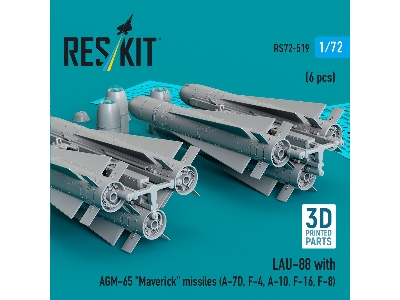 Lau-88 With (2pcs) Agm-65 'maverick' Missiles (6pcs) (A-7d, F-4, A-10, F-16) (3d Printed) - image 2