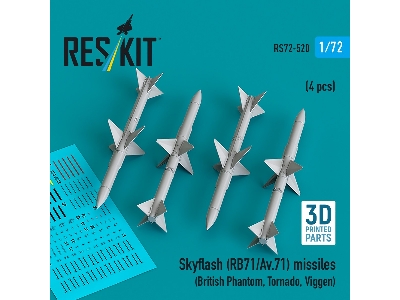 Skyflash (Rb71/Av.71) Missiles (4pcs) (British Phantom, Tornado, Viggen) (3d Printed) - image 1