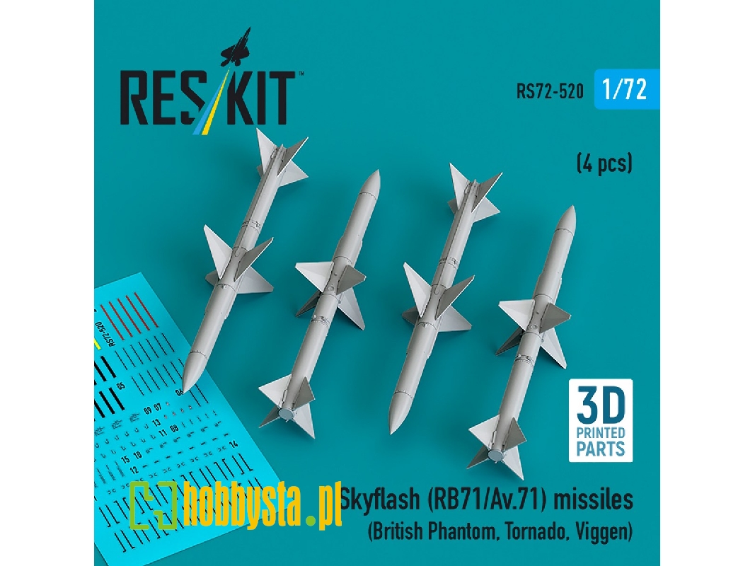 Skyflash (Rb71/Av.71) Missiles (4pcs) (British Phantom, Tornado, Viggen) (3d Printed) - image 1 Skyflash (Rb71/Av.71) Missiles (4pcs) (British Phantom, Tornado, Viggen) (3d Printed) - image 1